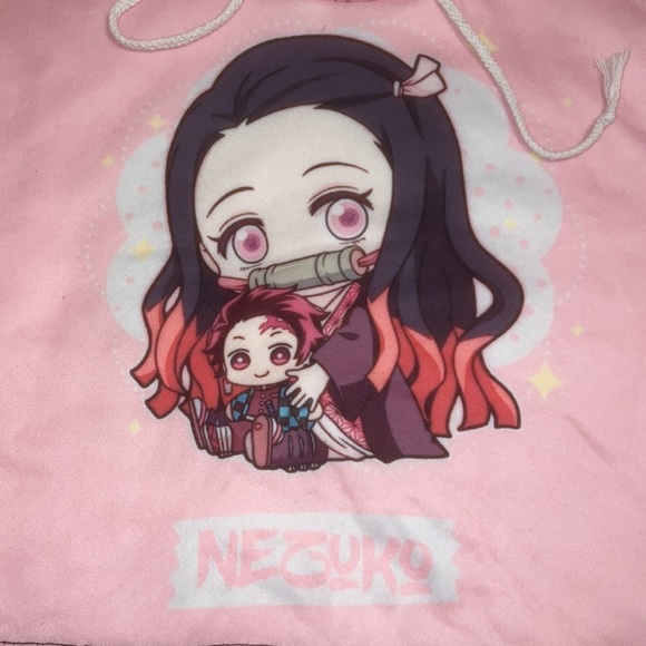 Demon Slayer Nezuko Women Crop Hoodie ears Pink Anime XS Small Sweater AMOMA - Picture 4 of 8